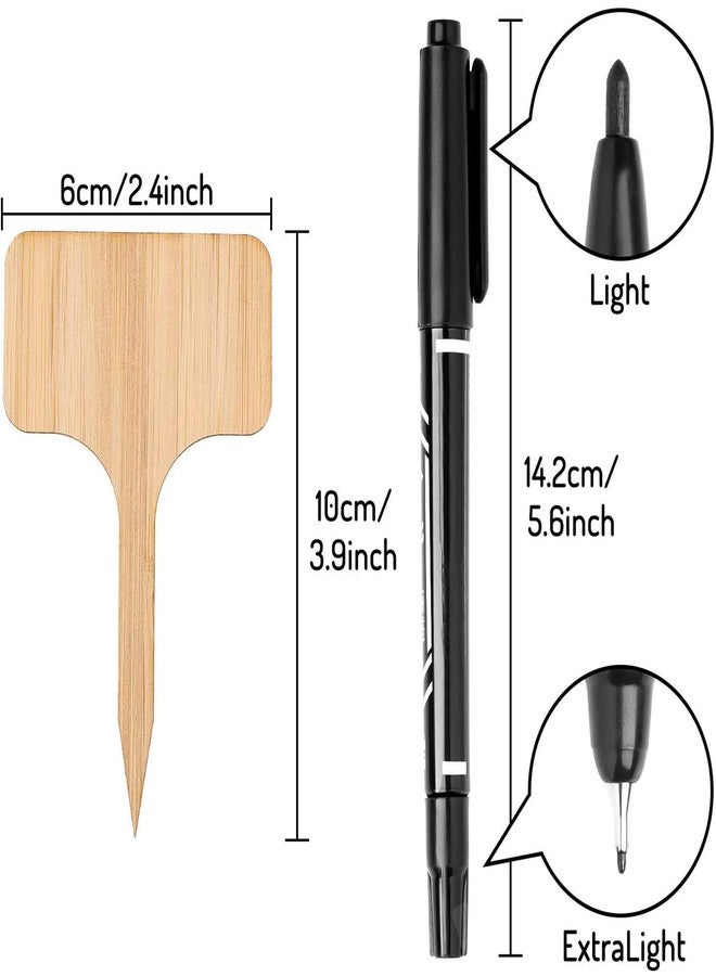 وولاين مجموعة من 30 قطعة من ملصقات نباتات الخيزران من والين مع قلم تحديد، علامات نباتات خشبية على شكل حرف T، علامات حدائق للبذور والأعشاب والزهور والخضراوات المزروعة في أصص (6 × 10 سم) - Image 2